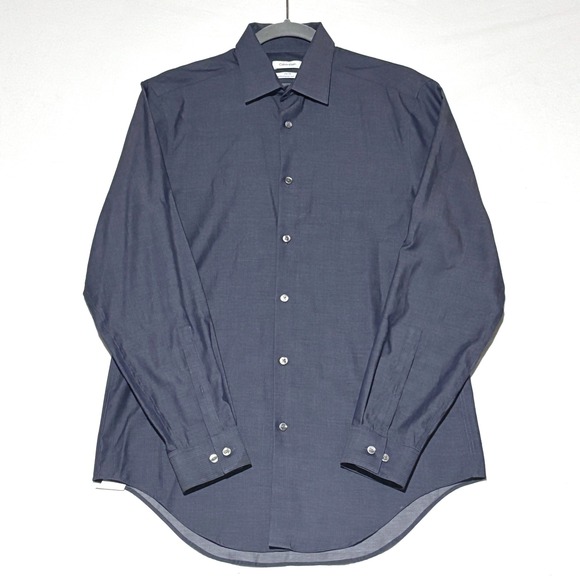 Calvin Klein Other - Calvin Klein Dress Shirt Mens 15 32/33 Navy Blue Slim Performance Wrinkle Free